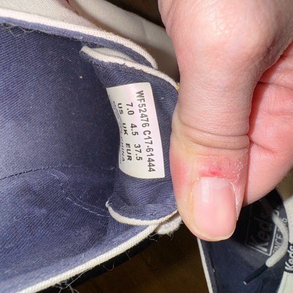 Keds White Baseball Sneakers with Red Stitching - Picture 3 of 3